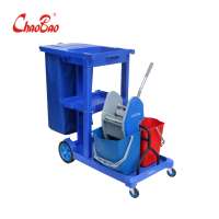 D-11-1C  Multipurpose Cleaning Cart Janitor Cart WITH 2 BINS AND TROLLEY HEAD COVER