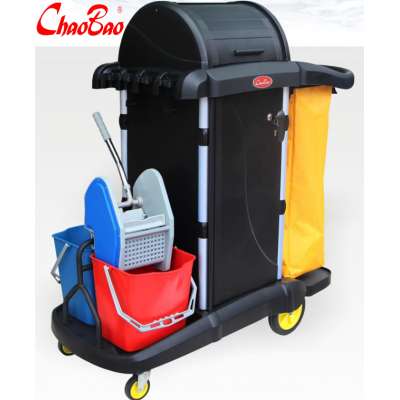 D-011-3  Cleaning Car Janitor cart with 2 bins and trolley head