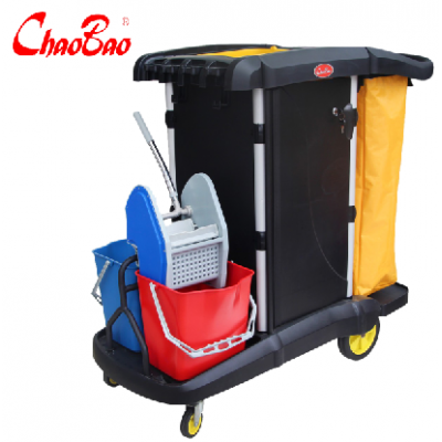 D-011-3C  Cleaning Car Janitor cart with 2 bins and trolley head