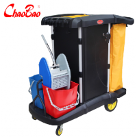 D-011-3C  Cleaning Car Janitor cart with 2 bins and trolley head